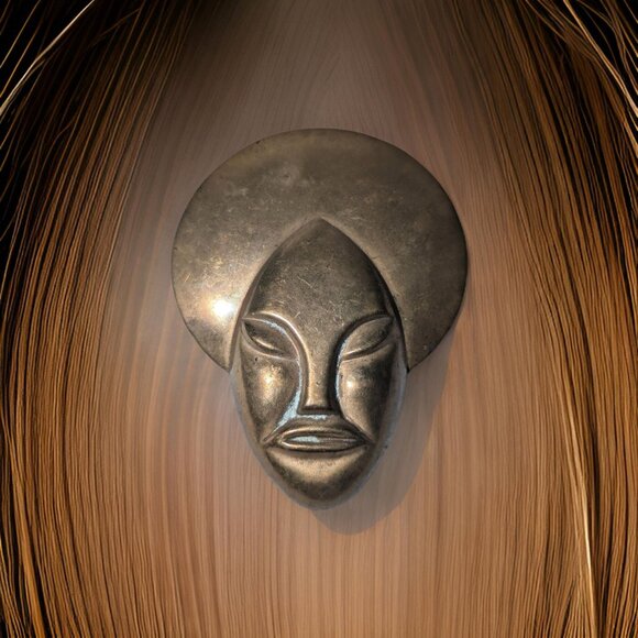 1940s Unique 2" Enamel Copper Swami Brooch With Patina Aged - Picture 2 of 4